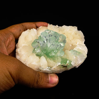 Green Apophyllite Disco Ball with Stilbite Natural Mineral Specimen # B 6819