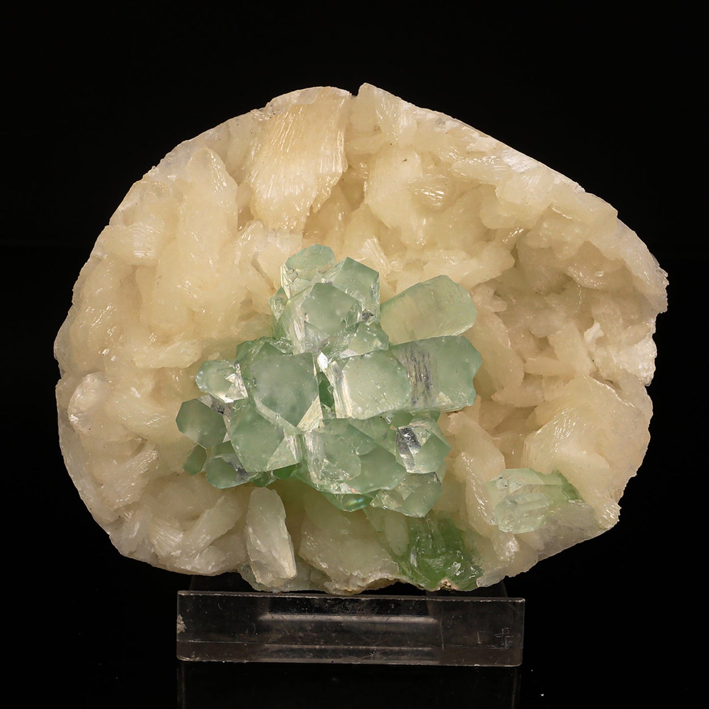 Green Apophyllite Disco Ball with Stilbite Natural Mineral Specimen # B 6819
