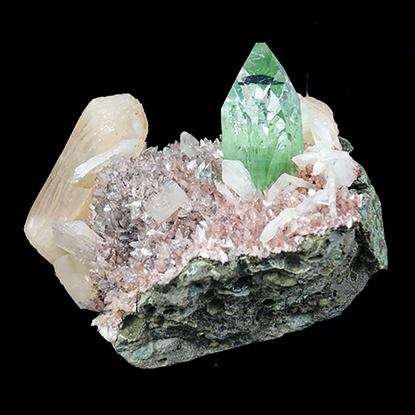 Green Apophyllite sharp terminated Natural Mineral Specimen # B 7051