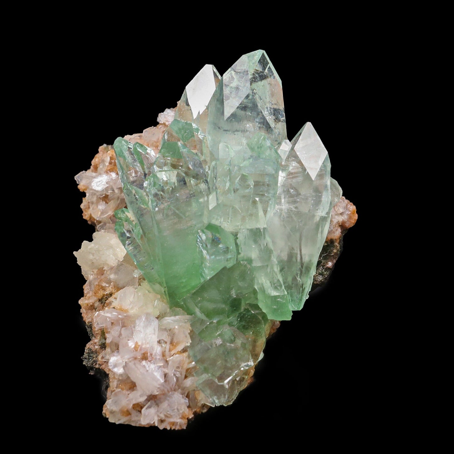 Green Apophyllite with Stilbite Natural Mineral Specimen – Apohyllite