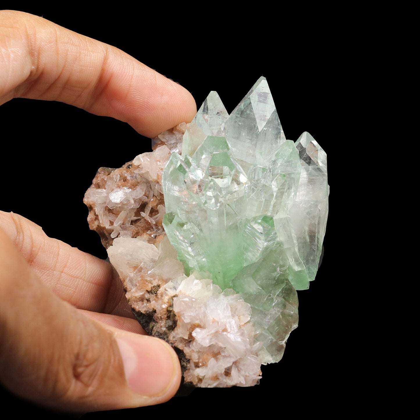 Green Apophyllite with Stilbite Natural Mineral Specimen – Apohyllite