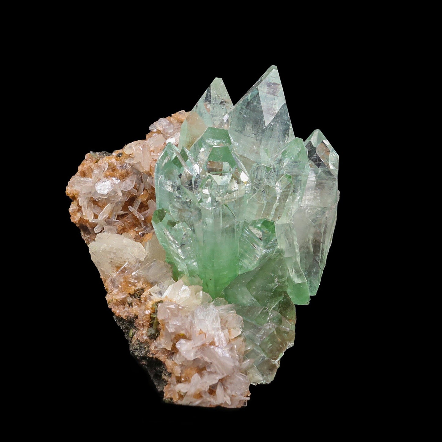 Green Apophyllite with Stilbite Natural Mineral Specimen – Apohyllite