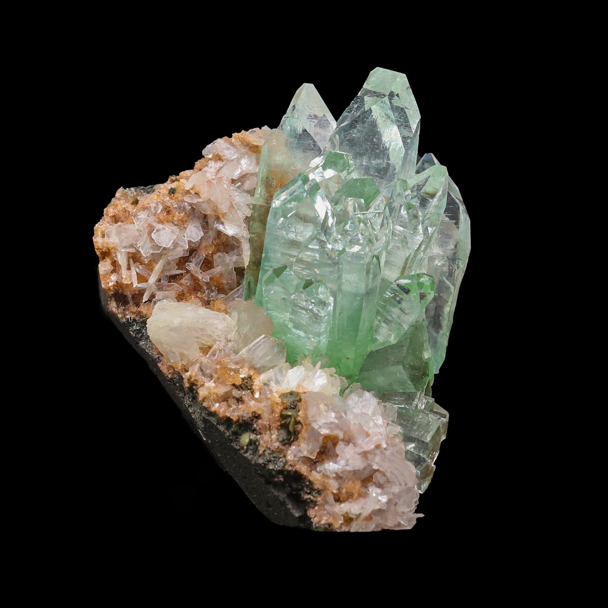 Green Apophyllite with Stilbite Natural Mineral Specimen – Apohyllite