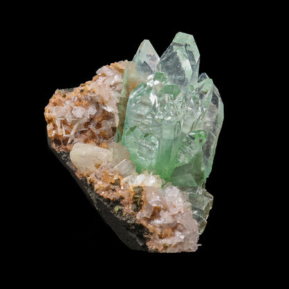 Green Apophyllite with Stilbite Natural Mineral Specimen – Apohyllite