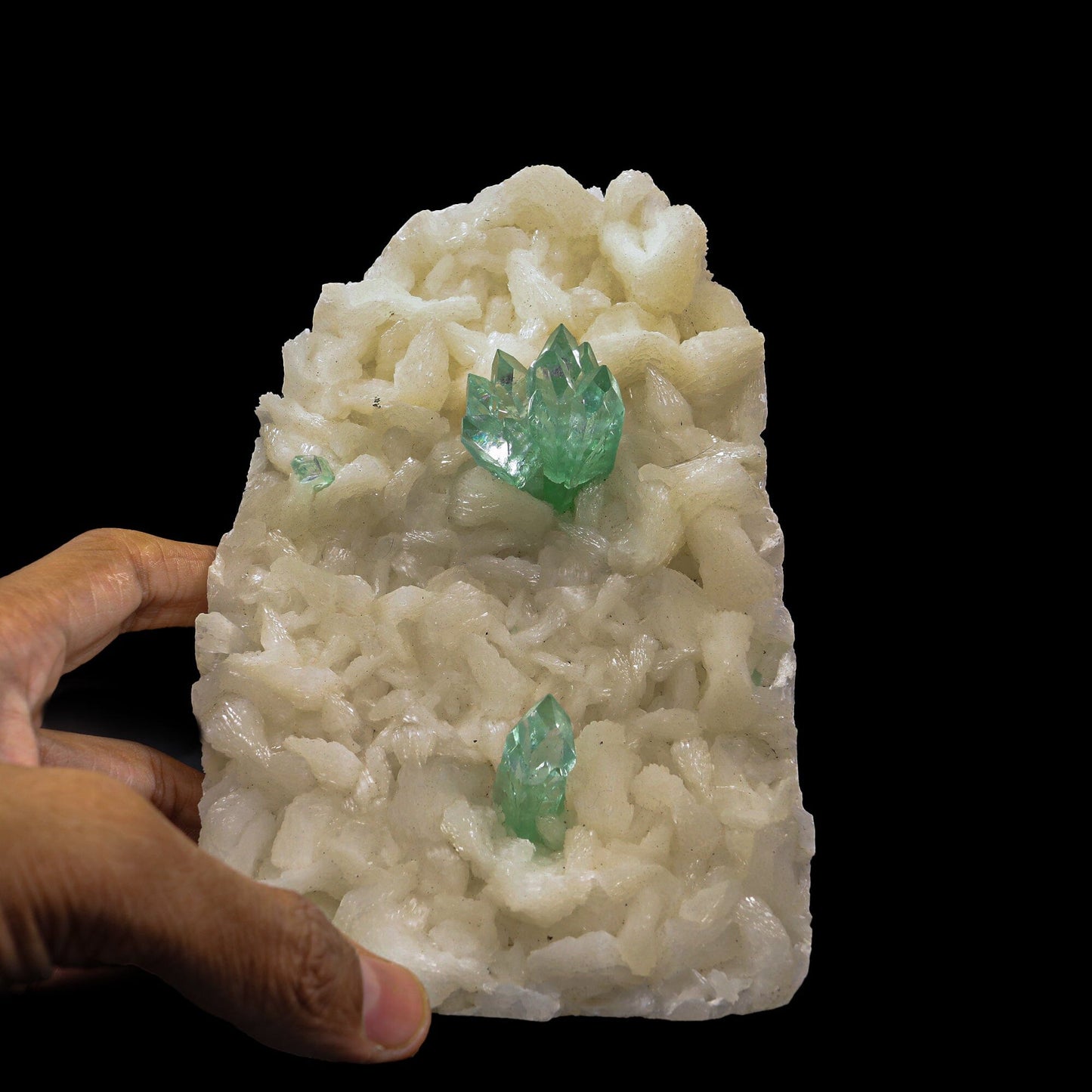 Green Apophyllite with Stilbite Natural Mineral Specimen