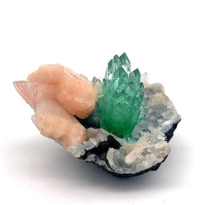 Green Apophyllite with Stilbite Natural Mineral Specimen USA – Apohyllite