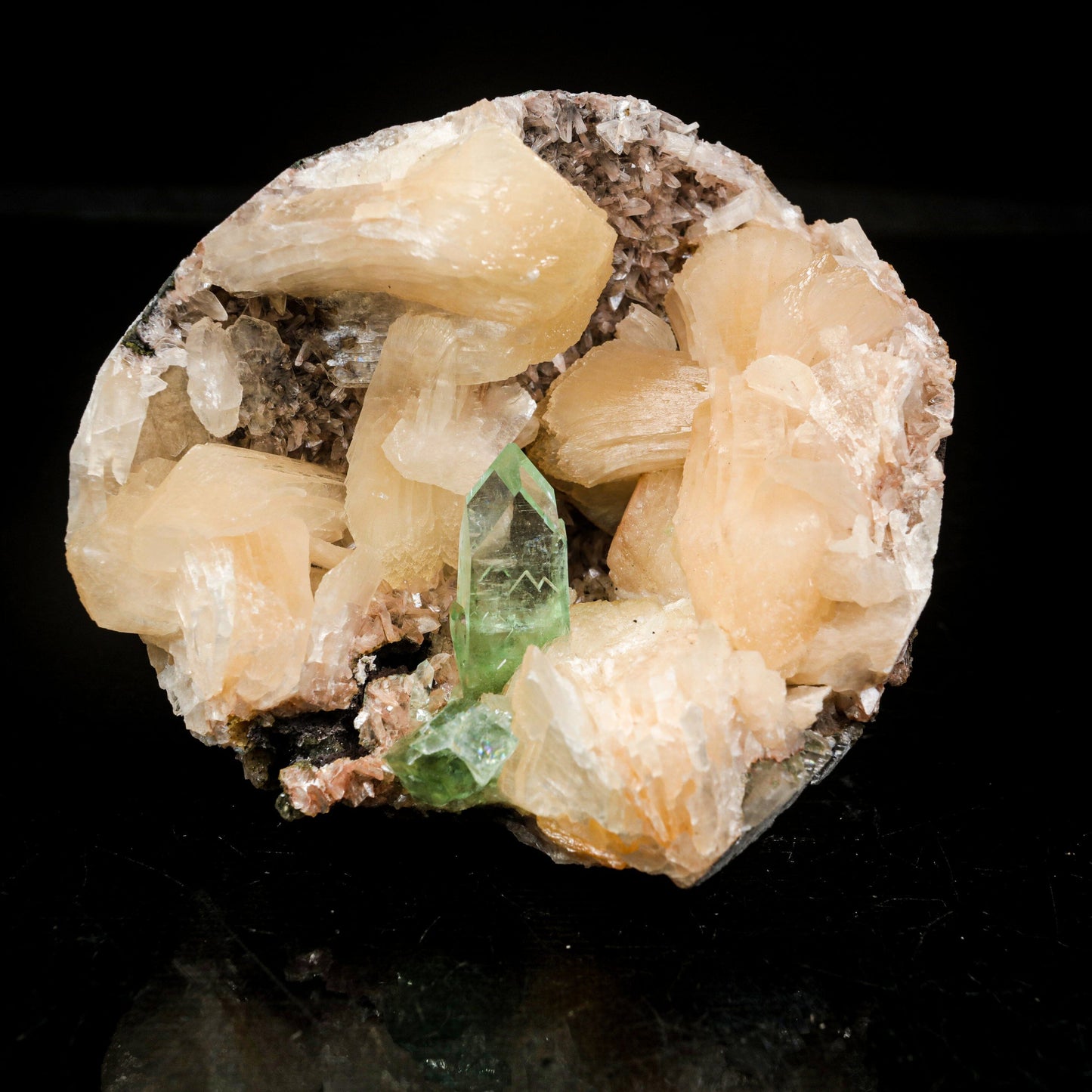 Green Apophyllite With Stilbite Natural Mineral Specimen