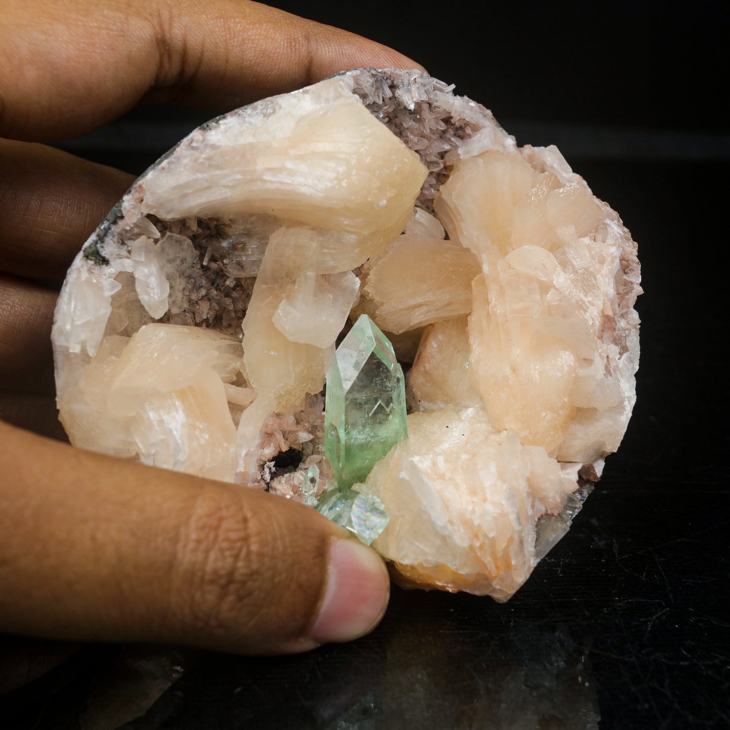 Green Apophyllite With Stilbite Natural Mineral Specimen