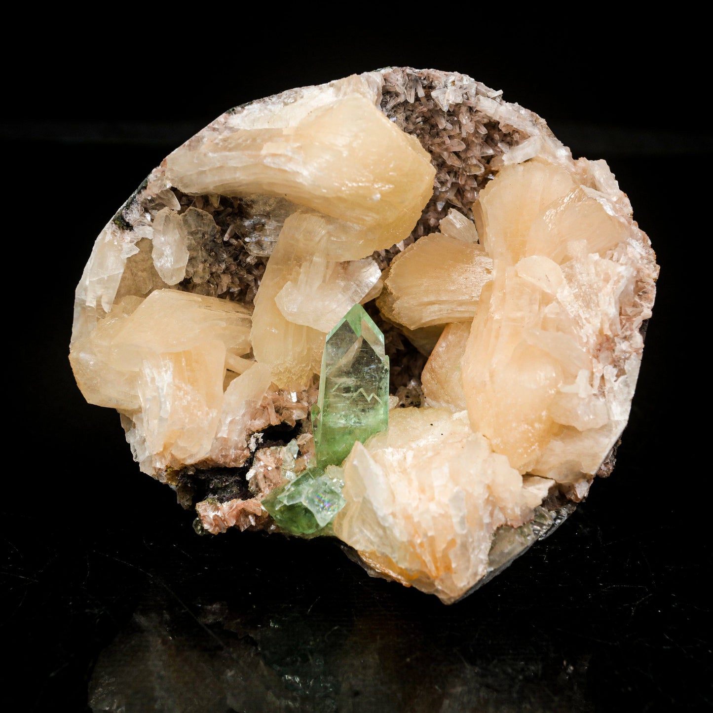 Green Apophyllite With Stilbite Natural Mineral Specimen