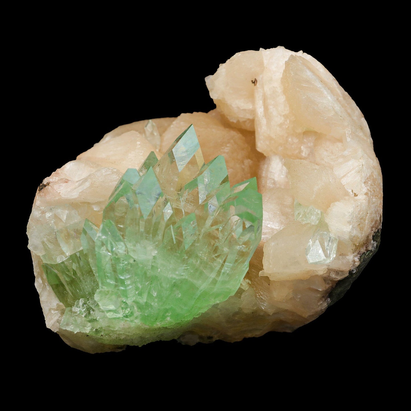 Green Apophyllite With Stilbite Natural Mineral Specimen – Apohyllite