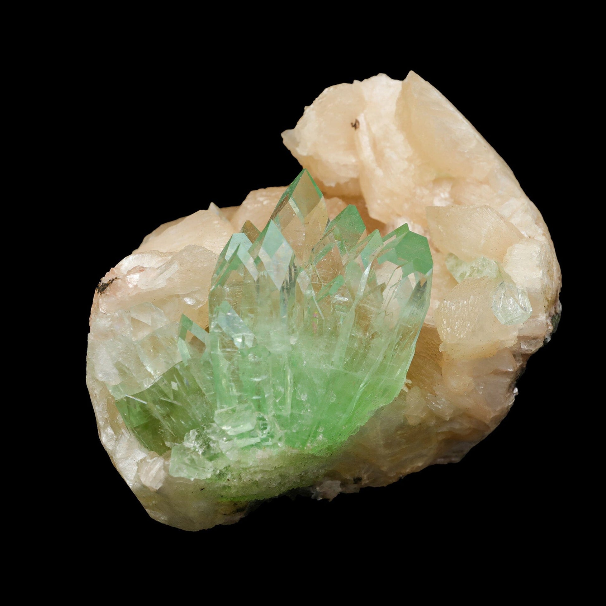 Green Apophyllite With Stilbite Natural Mineral Specimen – Apohyllite