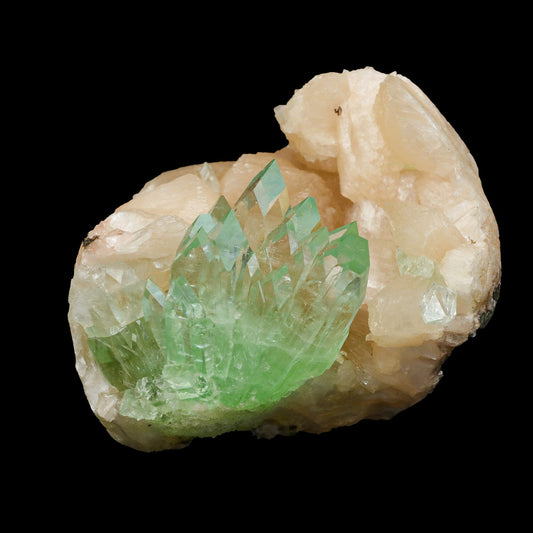 Green Apophyllite With Stilbite Natural Mineral Specimen – Apohyllite