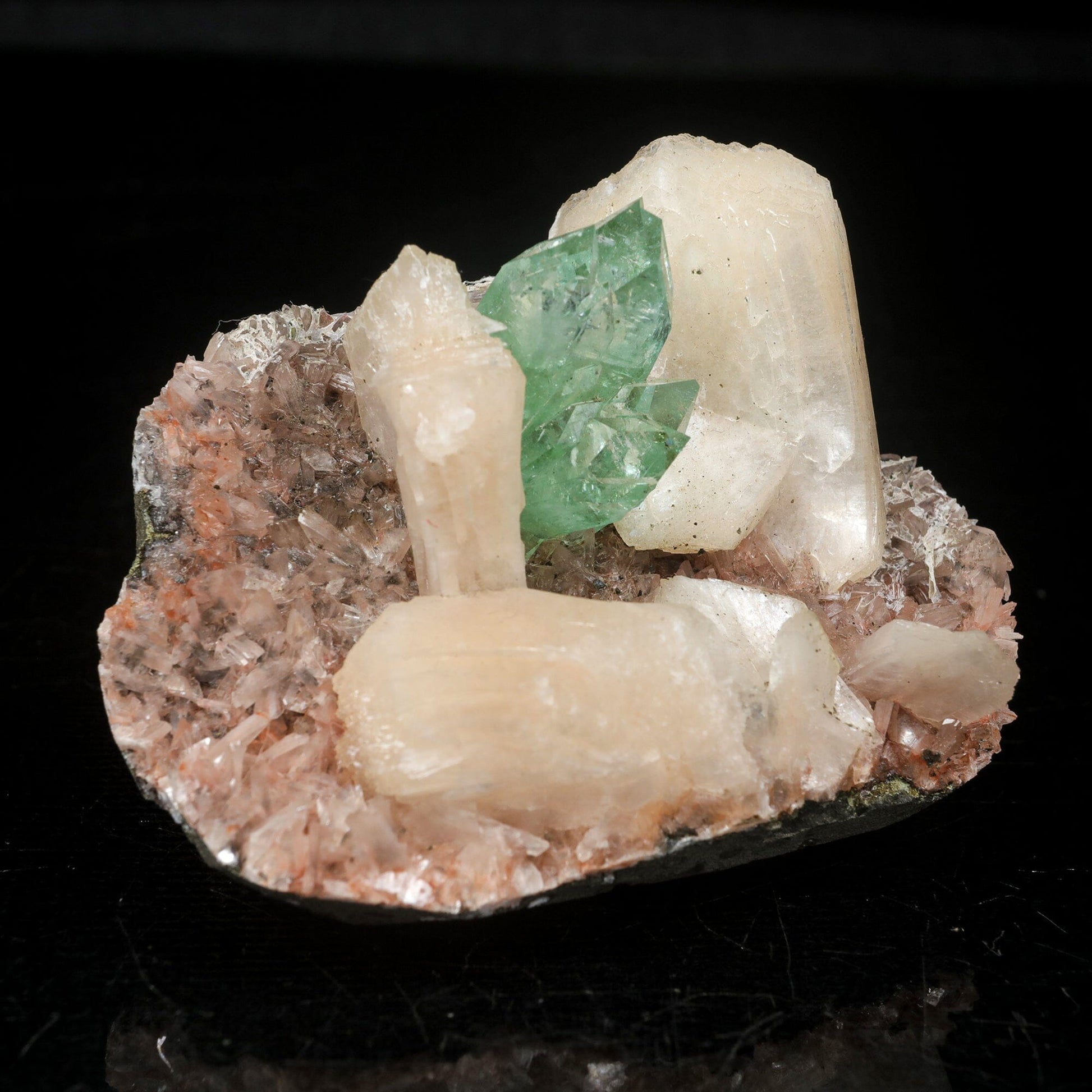 Green Apophyllite With Stilbite Natural Mineral Specimen – Apohyllite