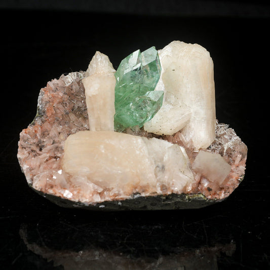 Green Apophyllite With Stilbite Natural Mineral Specimen – Apohyllite