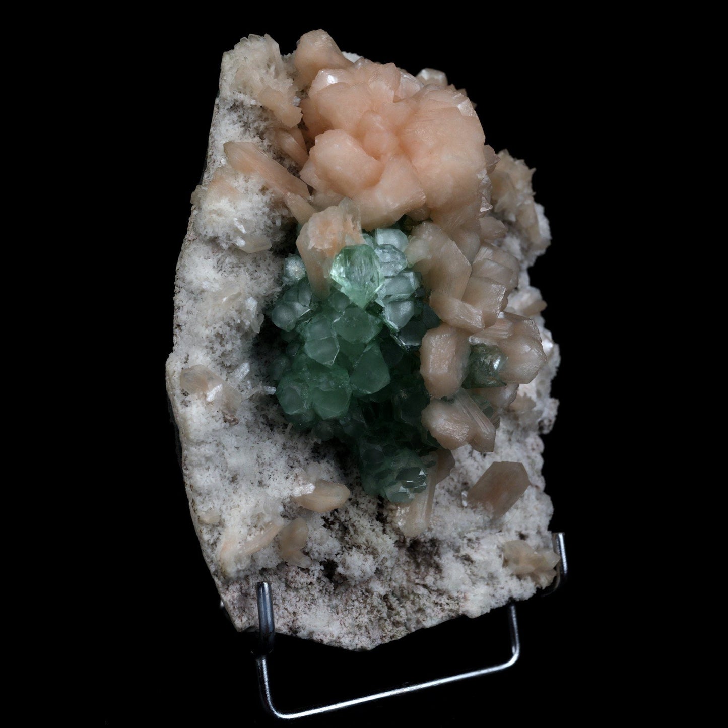 Green Apophyllite with Stilbite On Cluster Natural Mineral Specimen  # B 4879