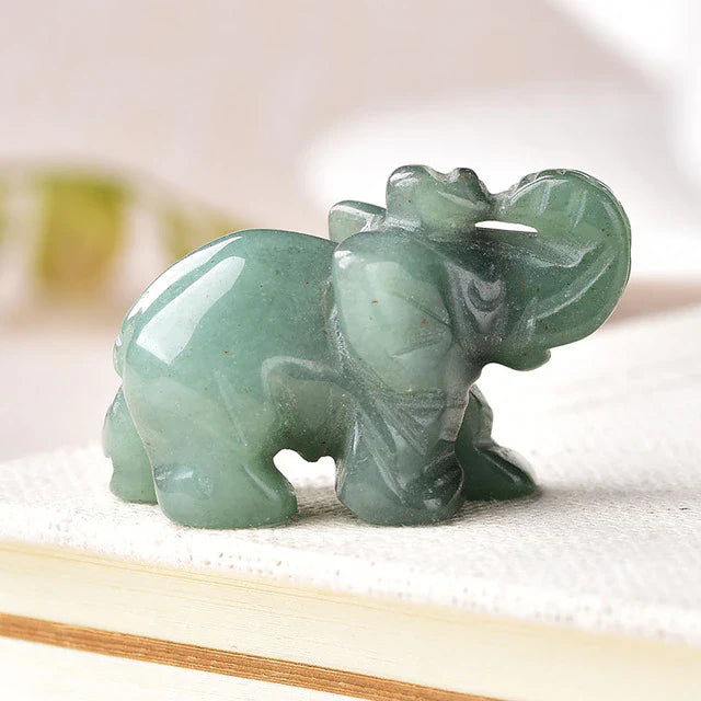 Spiritual & Emotional Support Crystal Elephant – Green Aventurine - Luck & Abundance Statue