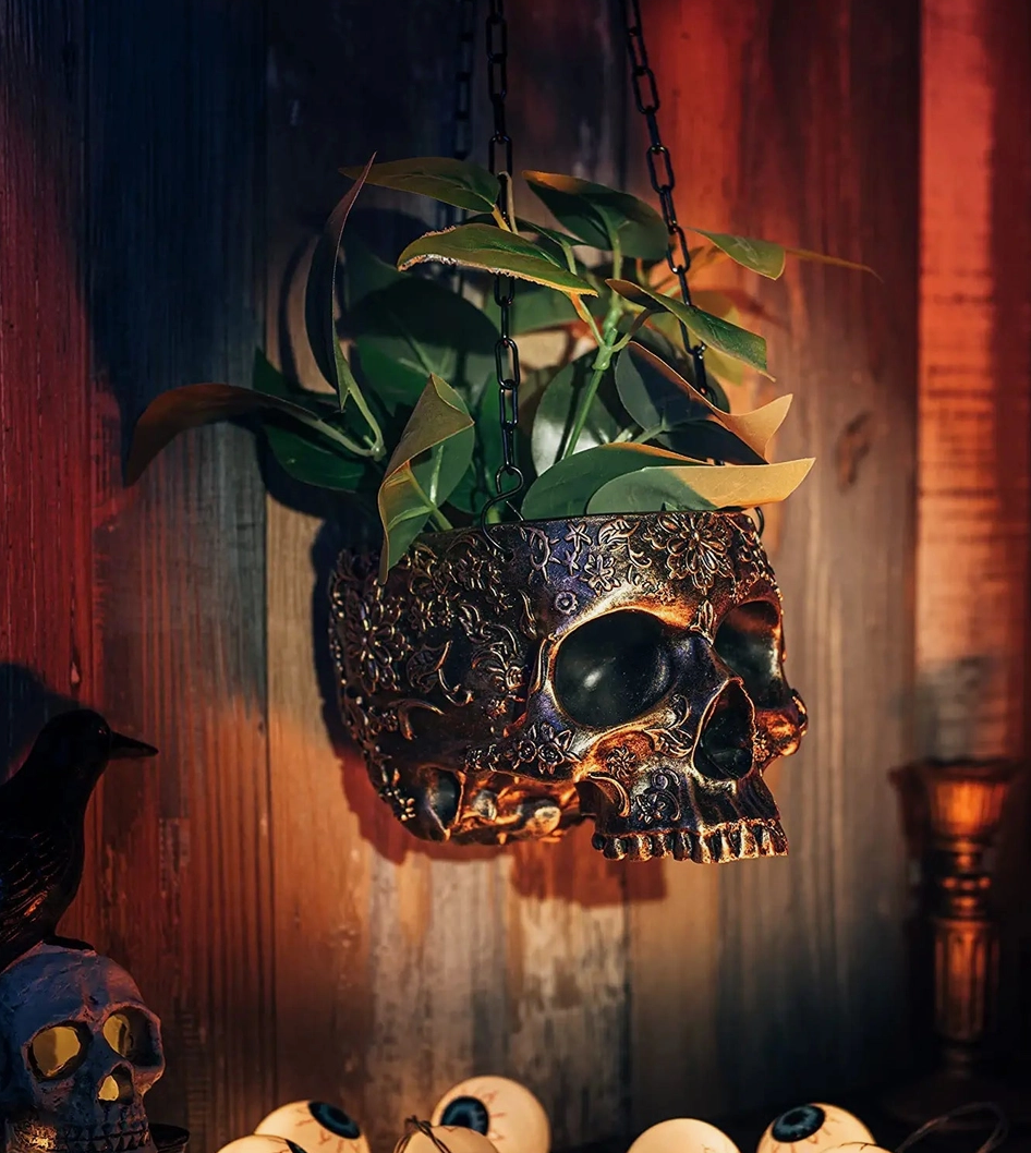 Hanging Skull Planter for Succulents and Small Plants