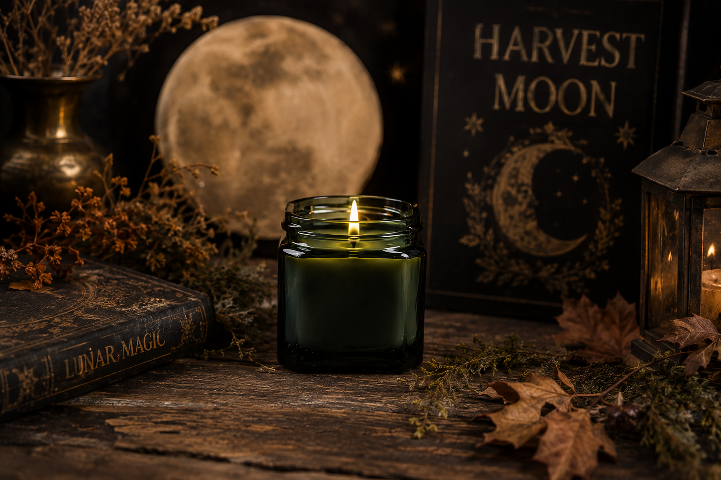 HARVEST MOON ---  8.5 oz Soy Jar Candle | Fall/Autumn | Moon Water Apothecary (Copy)