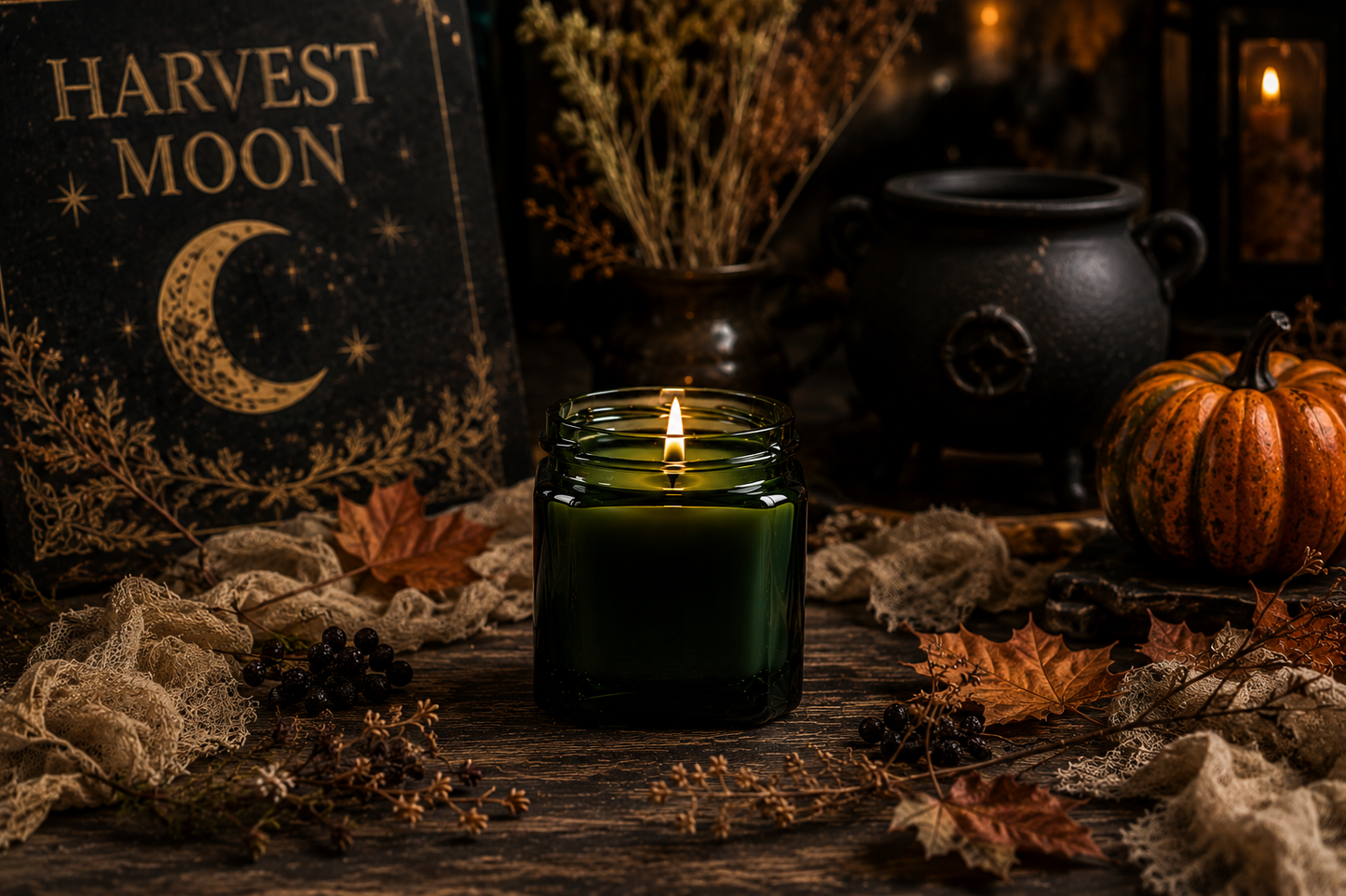 HARVEST MOON ---  8.5 oz Soy Jar Candle | Fall/Autumn | Moon Water Apothecary (Copy)