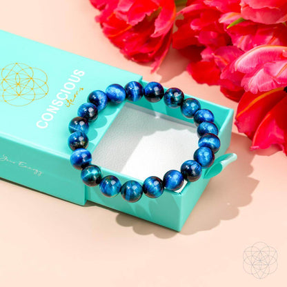 Hawk’s Focus – Royal Blue Tiger’s Eye Bracelet