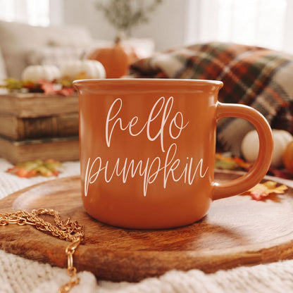 Hello Pumpkin Fall Coffee Mug – Pumpkin Spice Latte Cup Gift for Her