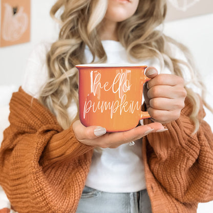 Hello Pumpkin Fall Coffee Mug – Pumpkin Spice Latte Cup Gift for Her
