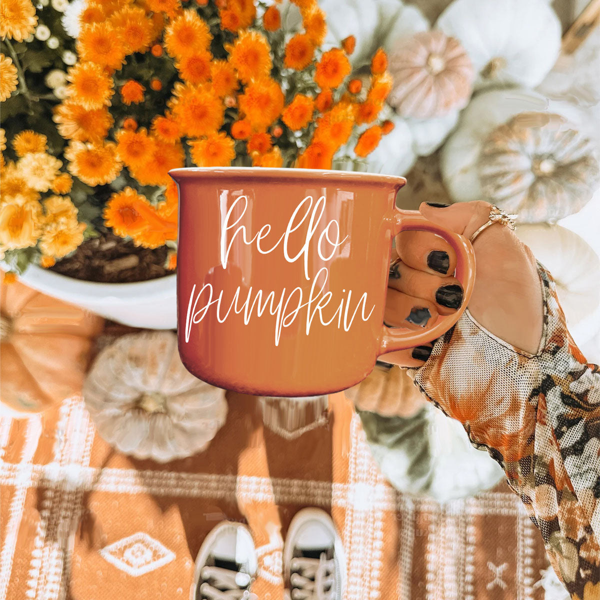 Hello Pumpkin Fall Coffee Mug – Pumpkin Spice Latte Cup Gift for Her