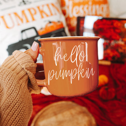 Hello Pumpkin Fall Coffee Mug – Pumpkin Spice Latte Cup Gift for Her