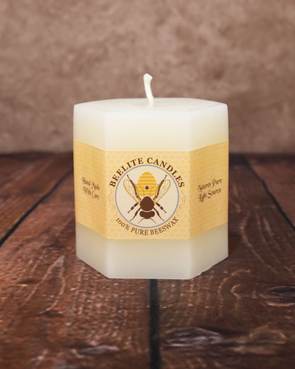 Hexagon Pillar Candles – 3"x3" Natural Ivory Geometric