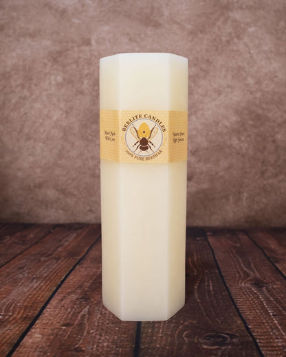 Hexagon Pillar Candles – 3"x9" Natural Ivory Geometric