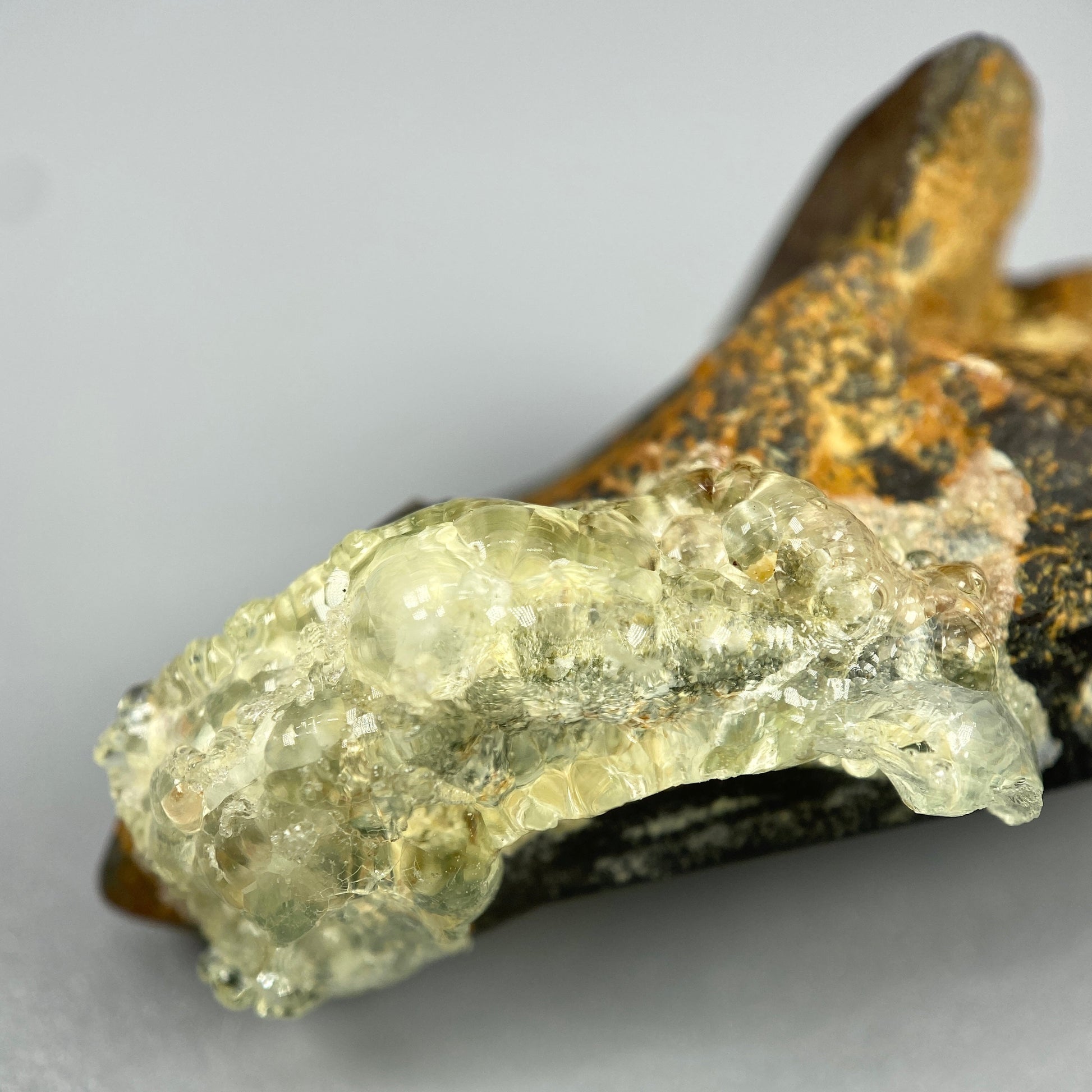 19.98 g. Hyalite Opal on Smoky Quartz – Smoky Quartz