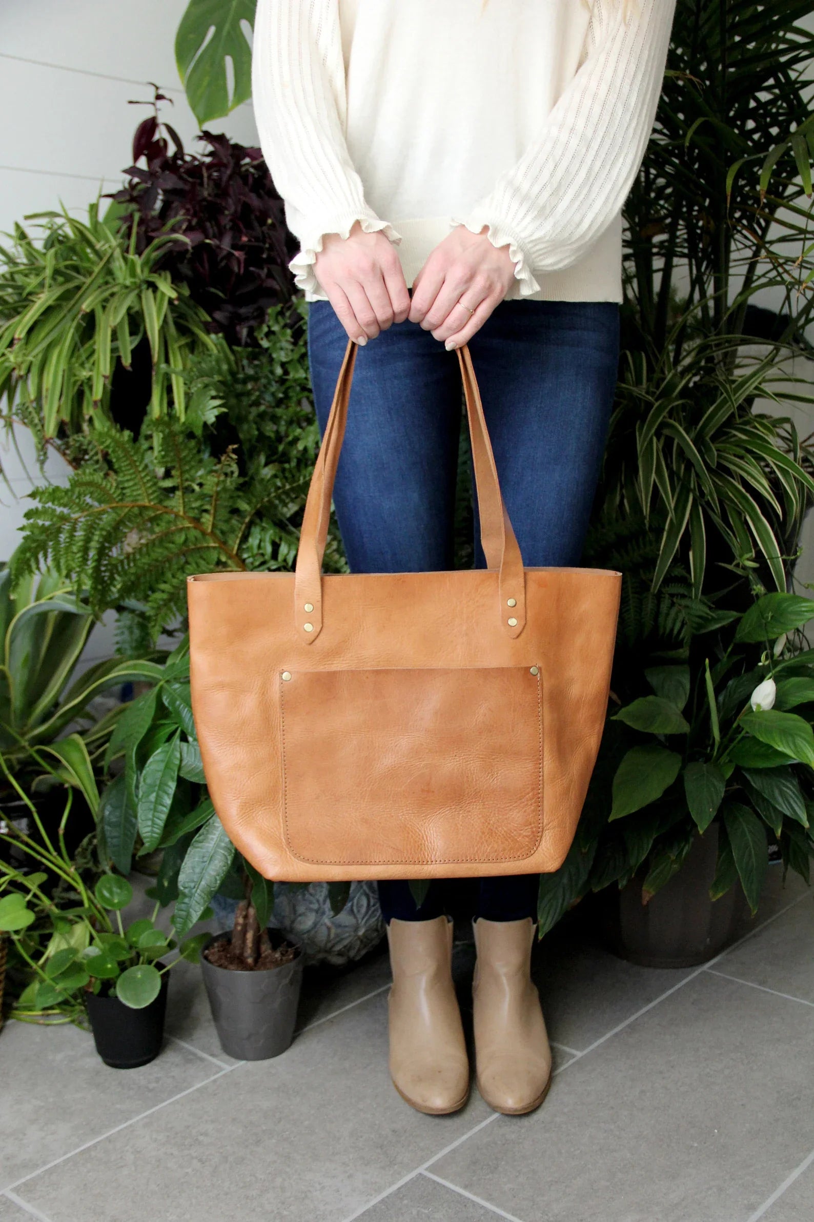 Atlas Market Tote - Full Grain Leather Tote Bag – Large Leather Tote Bag