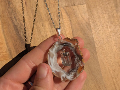 Agate Oco Geode Slice Pendant –
