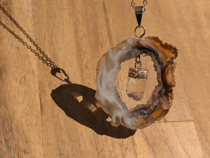Agate Oco Geode Slice Pendant –