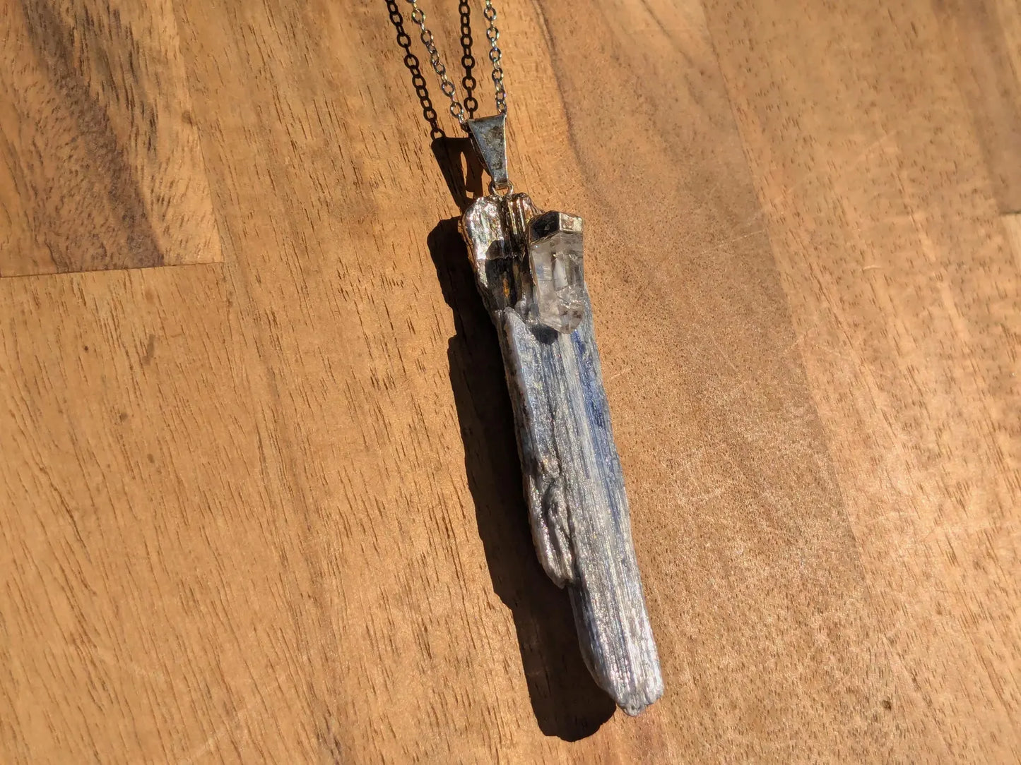 Blue Kyanite + Clear Quartz Necklace –