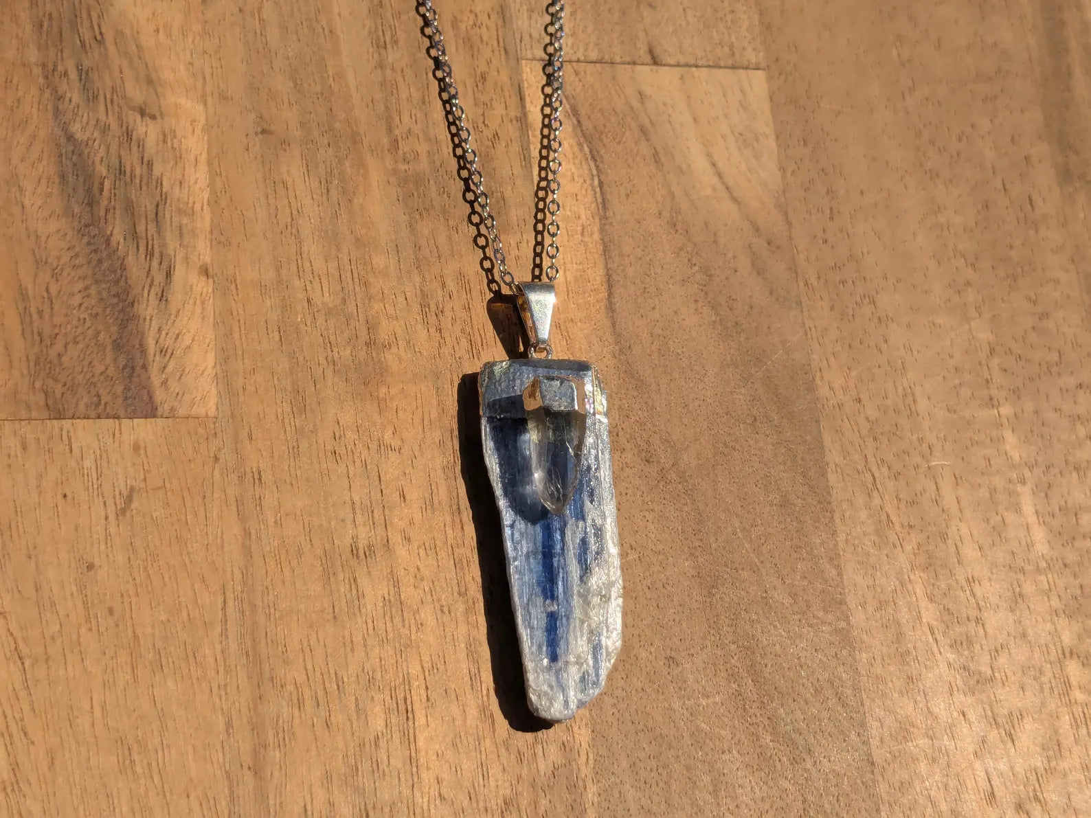 Blue Kyanite + Clear Quartz Necklace –
