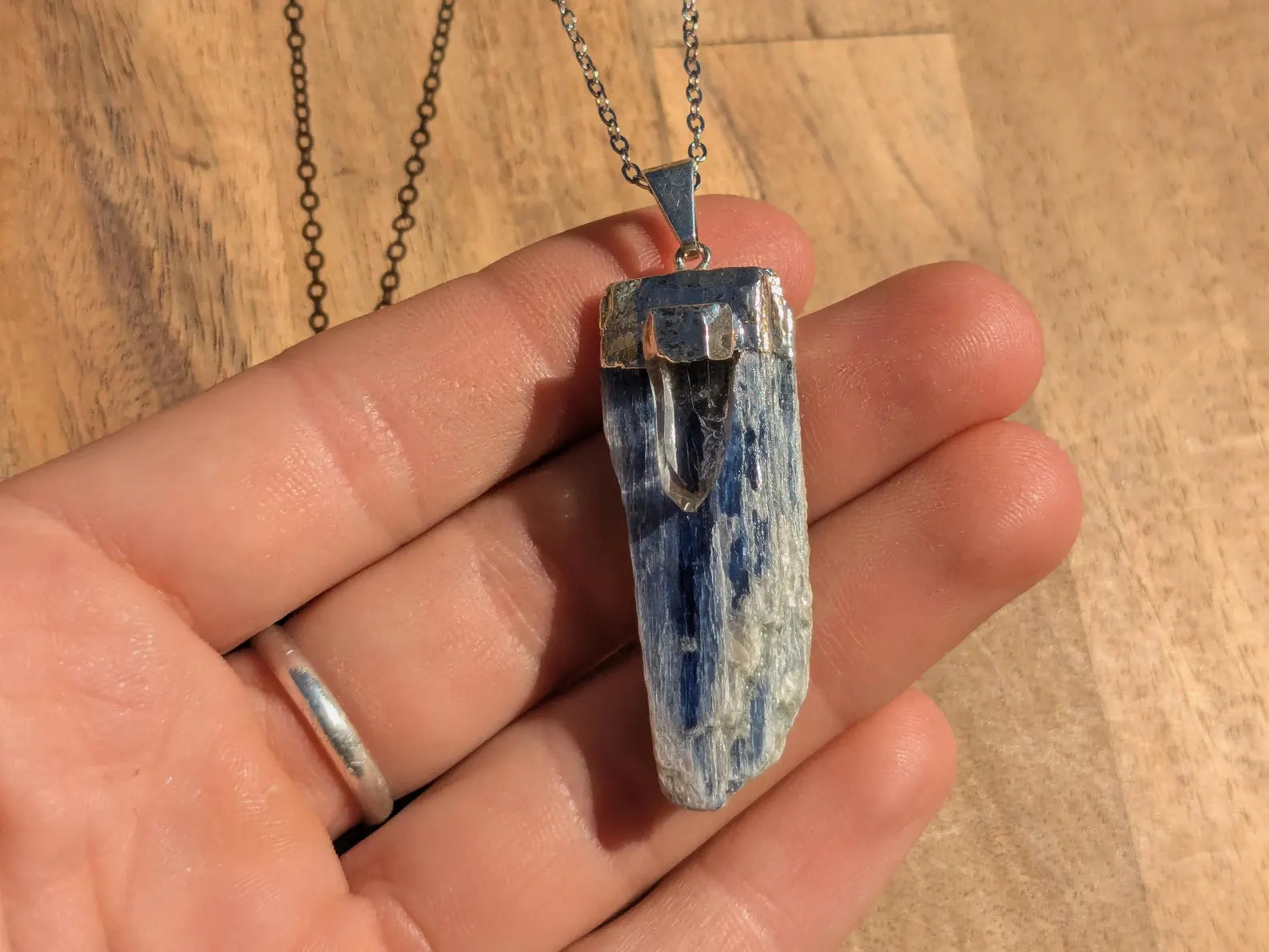 Blue Kyanite + Clear Quartz Necklace –