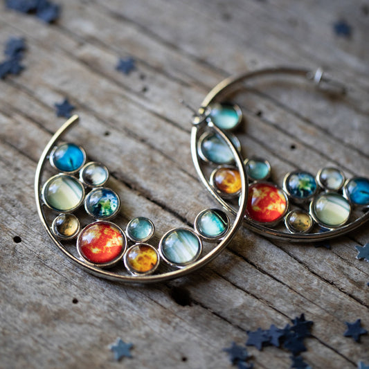 Solar System Hoop Earrings – Silver Earrings