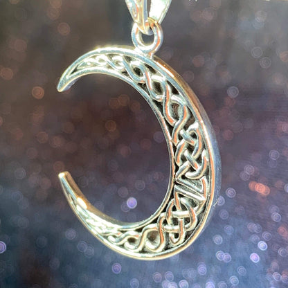 Celtic Knot Moon Necklace – 18 Pendant