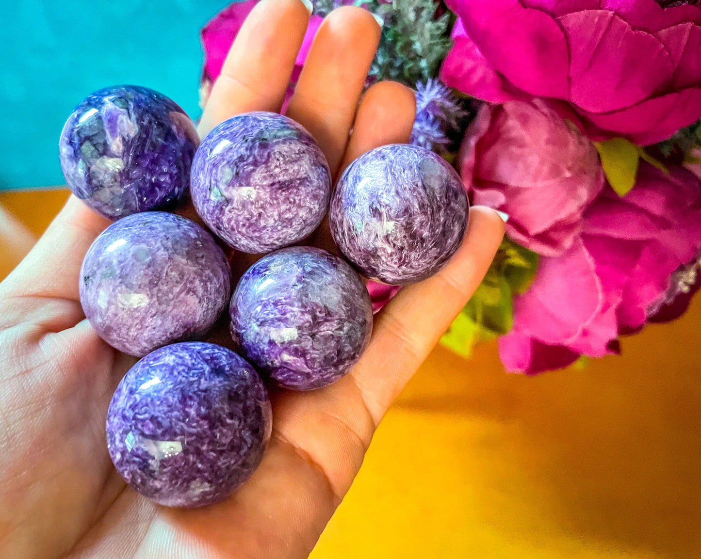 Charoite Spheres – 1 1/4" Crystal Spheres from Russia – Rocks & Fossils