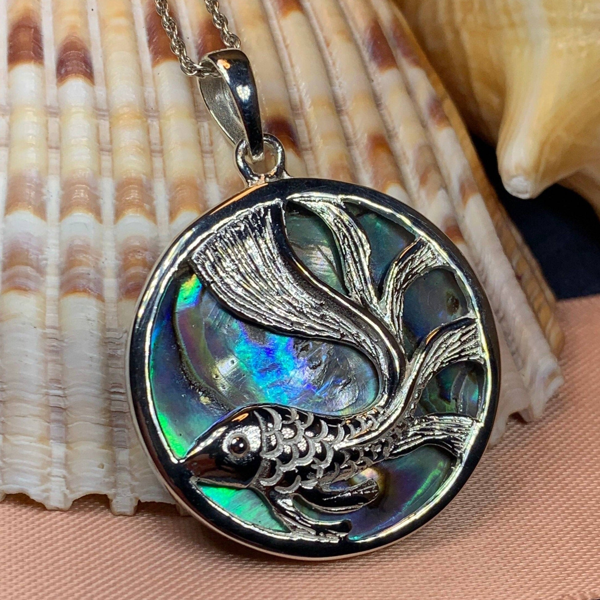 Abalone Koi Fish Necklace – abalone shell 18 Pendant