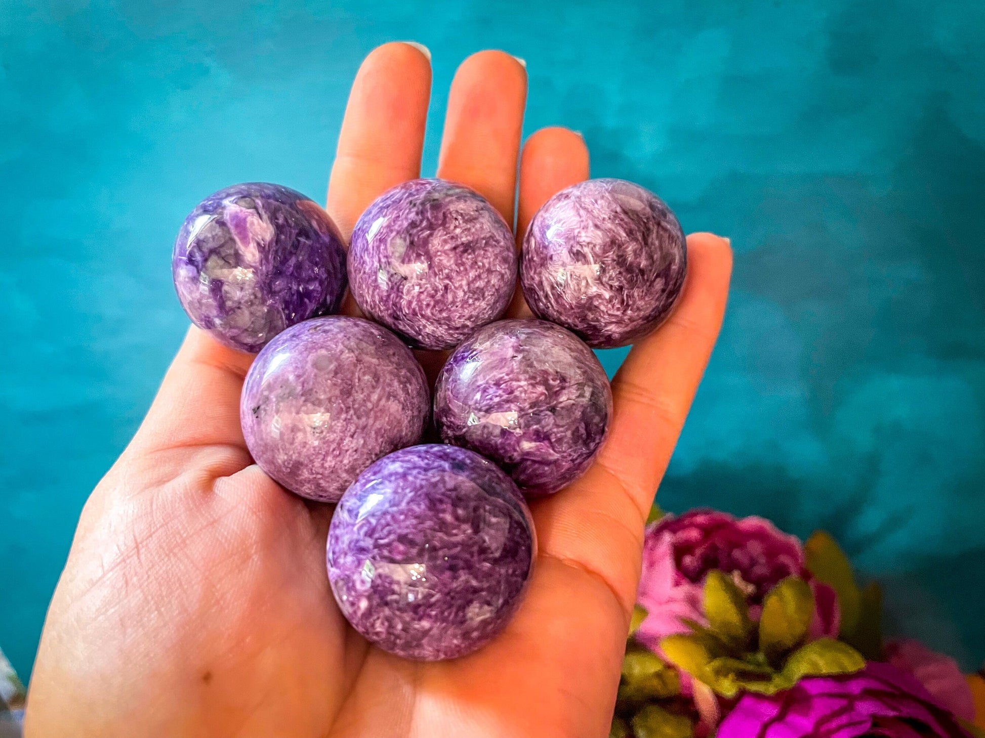 Charoite Spheres – 1 1/4" Crystal Spheres from Russia – Rocks & Fossils