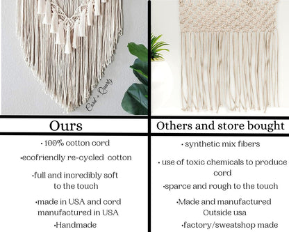 Hand painted macrame botanical wall hanging. Ready to ship.