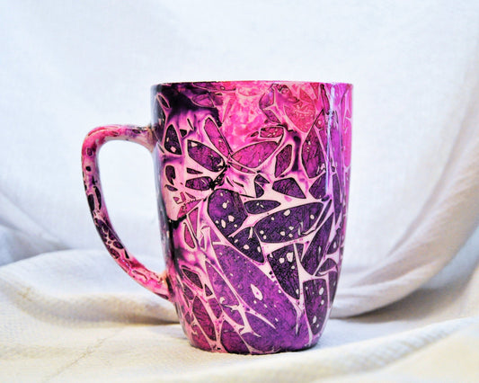Pink and Purple Abstract Alcohol Ink Coffee Mug