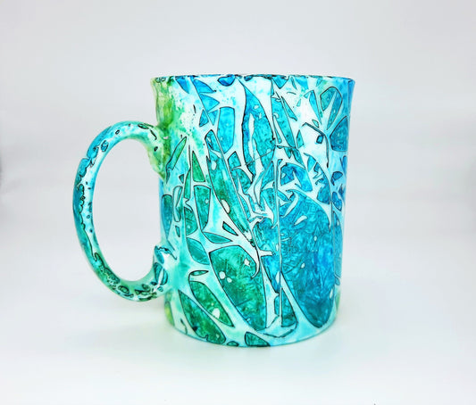 Blue & Green Abstract Alcohol Ink Coffee Mug