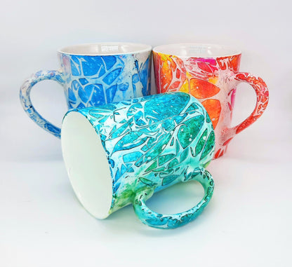 Blue & Green Abstract Alcohol Ink Coffee Mug