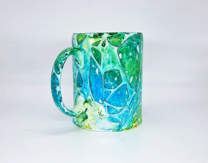 Blue & Green Abstract Alcohol Ink Coffee Mug