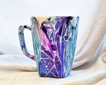 Blue and Purple Abstract Alcohol Ink Coffee Mug