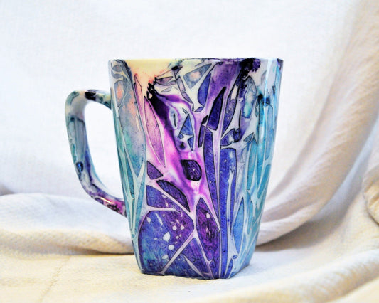 Blue and Purple Abstract Alcohol Ink Coffee Mug