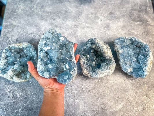 Raw CELESTITE Geodes 3 - 5 1/2 lbs